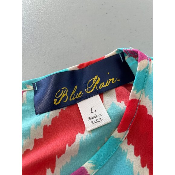 Blue Rain Tank Top Size Large Sleeveless Cutout Back Geometric Print Multicolor - Picture 3 of 6